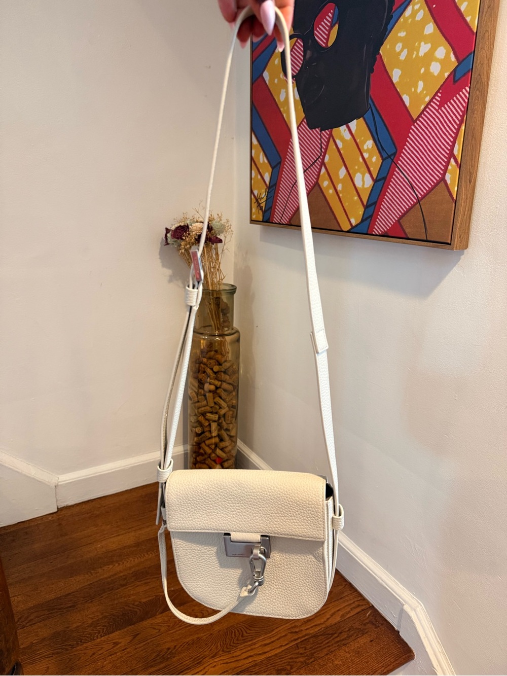 AllSaints Ida Crossbody White Pebbled Leather Bag - Picture 2 of 11